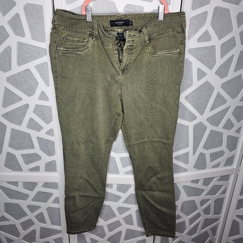 Torrid Womens Jeans Skinny Denim Green Stretch Mid Rise Size 18R